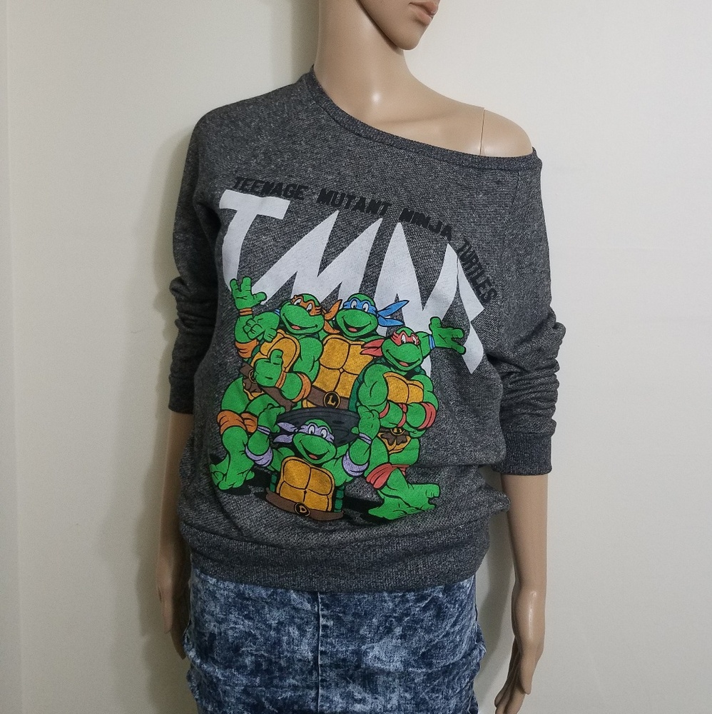 Womens gray ninja turtle Nickelodeon sweater